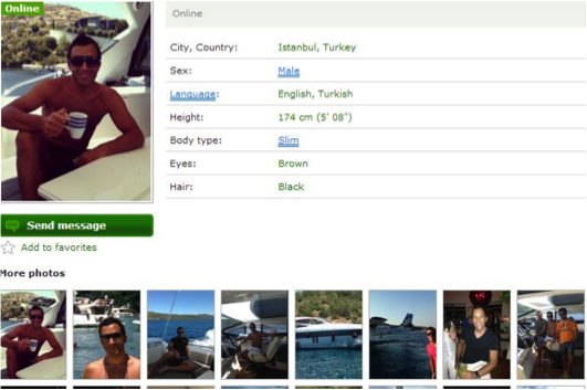 Picture of bad profile on Travelgirls website.