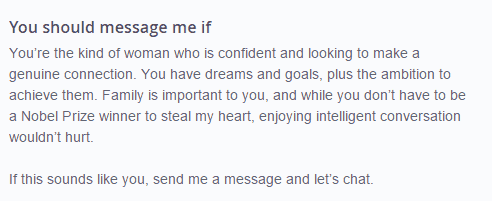 how to answer the about her on OkCupid