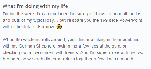 my life OkCupid answer