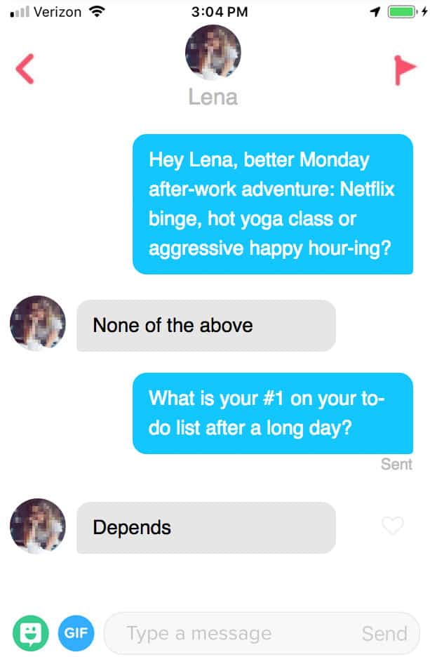 how to handle a negative response on Tinder