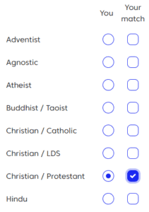 match christian preference