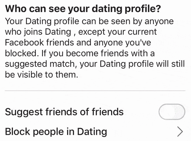 Facebook dating privacy