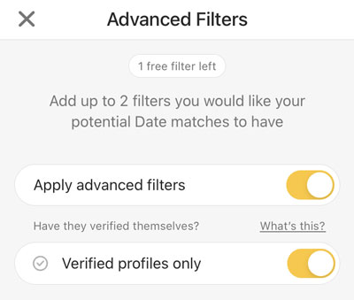 Advanced Filters on Bumble