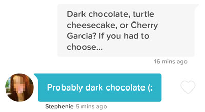 Tinder line that mentions delicious desserts