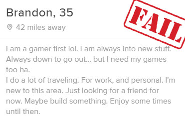 gamer first Tinder profile