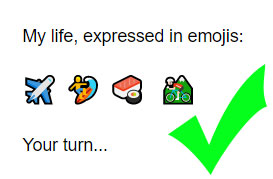 Good Tinder bio example with emoji