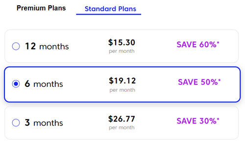 Match cost for a standard subscription