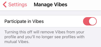Participate in Vibes setting